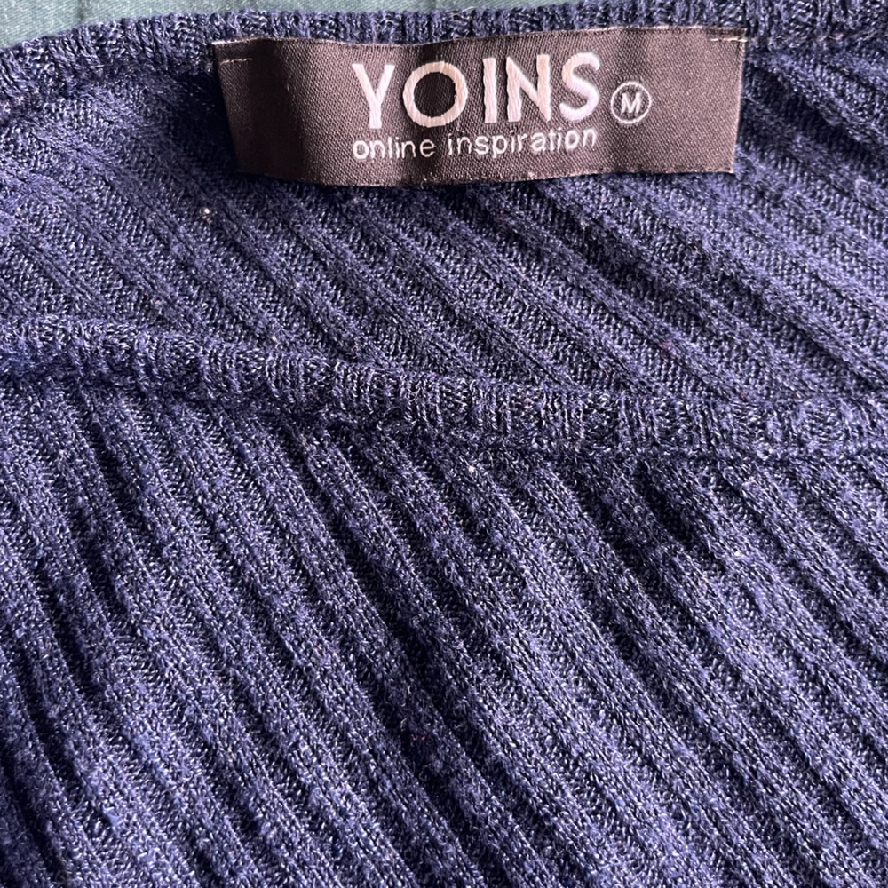 Navy Blue Knitted Tunic Over the shoulder women’s top - Picture 4 of 4